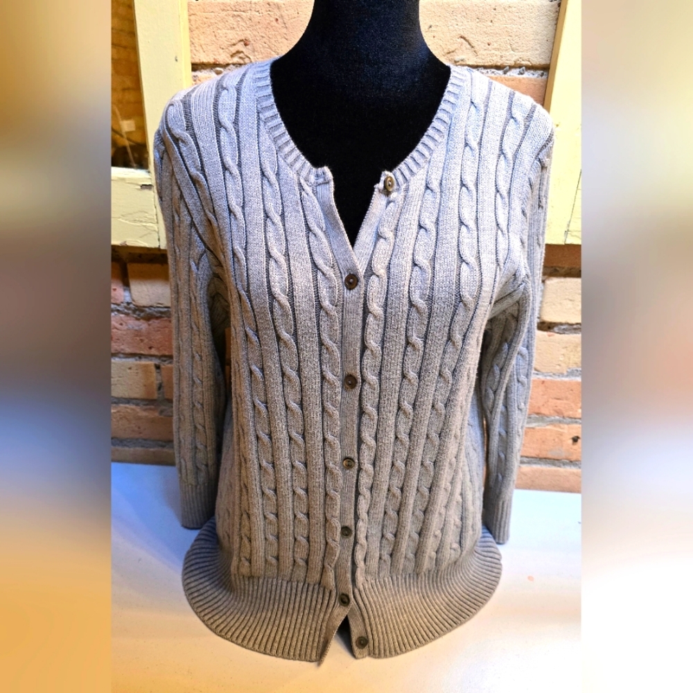 Eddie Bauer Gray Cardigan Sweater - Picture 1 of 4